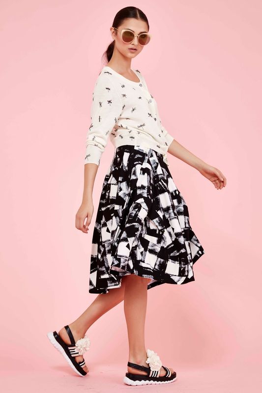 									BUTTON UP CARDIGAN
								, 			TUCKED UP SKIRT
			