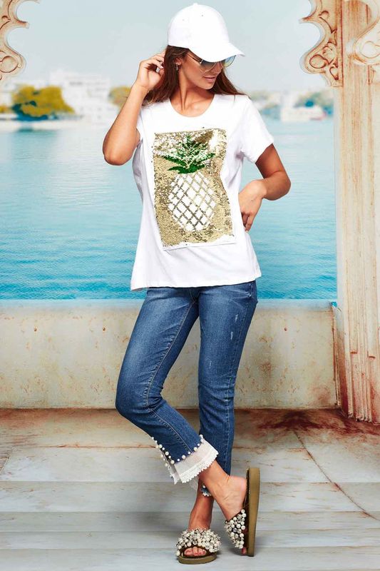 									SEQUIN AT THE KNEES TOP
								, 			PIN UP PEARL JEANS
			