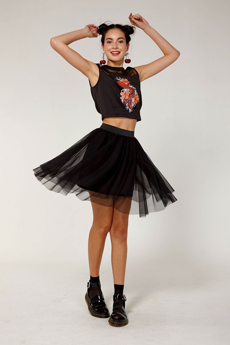 									NET OVER IT 'MORNING NON' TOP
								, 			NET OVER IT 'SAKE BOMB' SKIRT
			