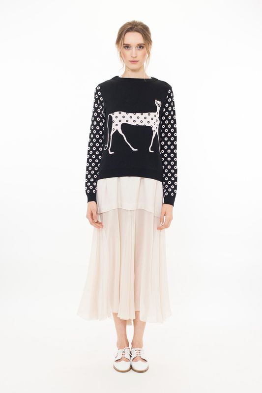 									Pink Panther 'Just Peachy' sweater
								, 			Sand 'Double Up' dress
			