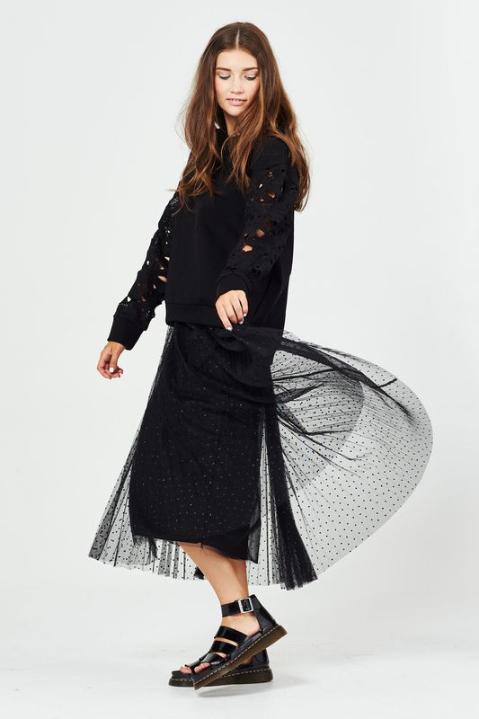 									FULL BLOOM AHEAD 'SLEEVE ME BE' TOP
								, 			HIGHLIFE 'GLITTER AND TWISTED' SKIRT
			