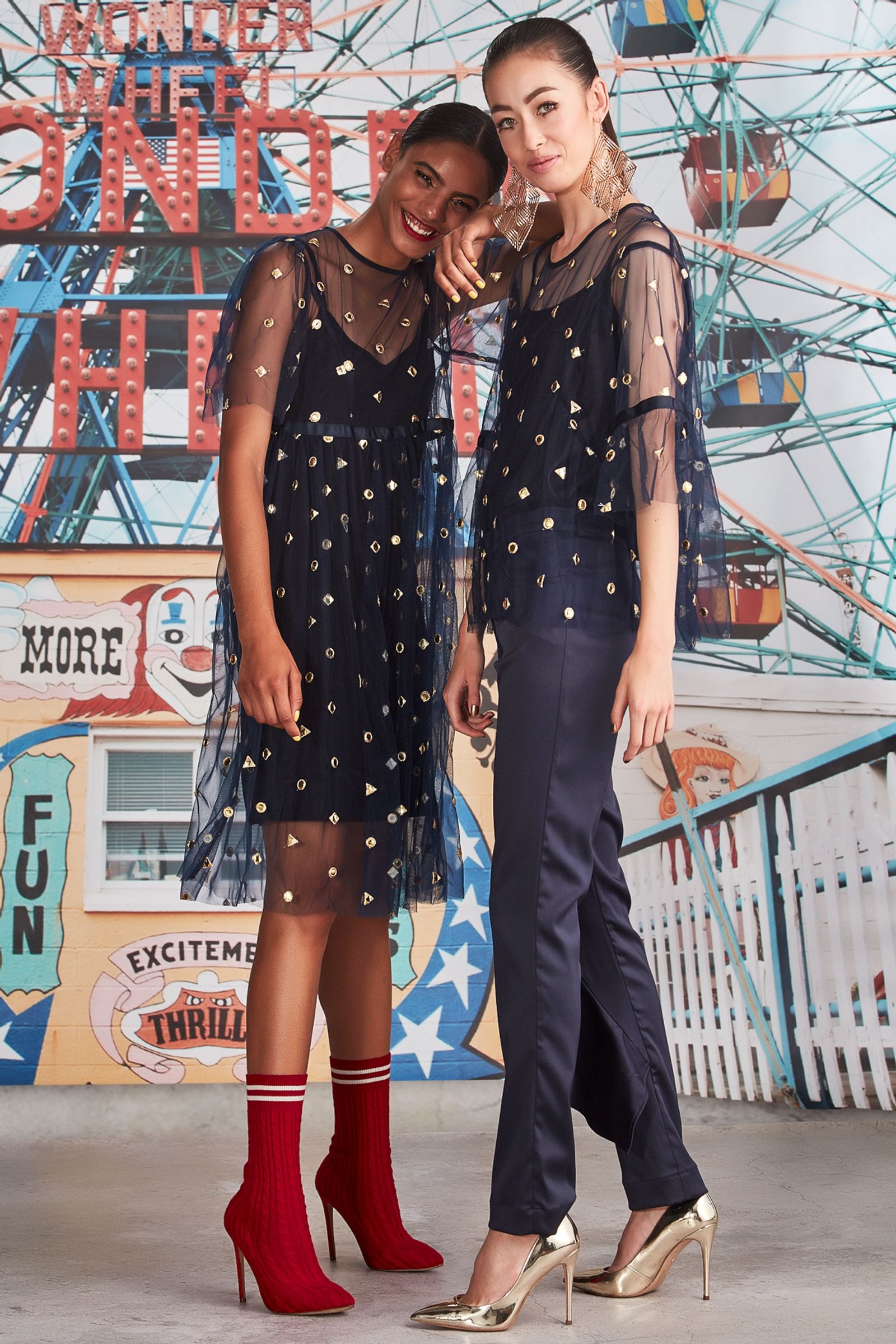 									SHEER NIGHTS DRESS
								, 			FRILL AND GRACE TOP
								, 			FRILL GOT IT PANT
			