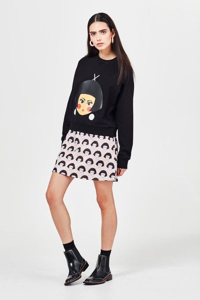 									PASSION KNIT 'LET'S FACE IT' TOP
								, 			FACE TIME 'MINI ME' SKIRT
			