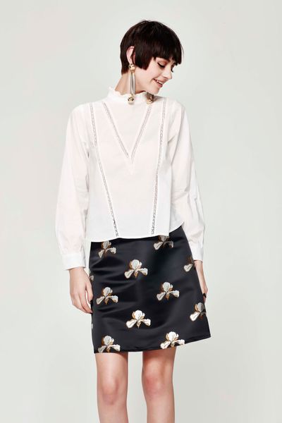 									WHITE LIES 'AGE OF INNOCENCE' BLOUSE
								, 			BLACK ORCHID 'MINI-SERIES' SKIRT
			