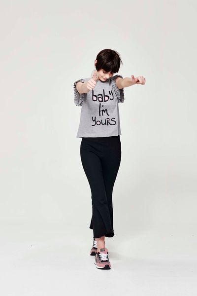 									MASTER TEE 'BABY' TEE
								, 			NIGHT AND GREY 'FLARE-MINGO' PANT
			