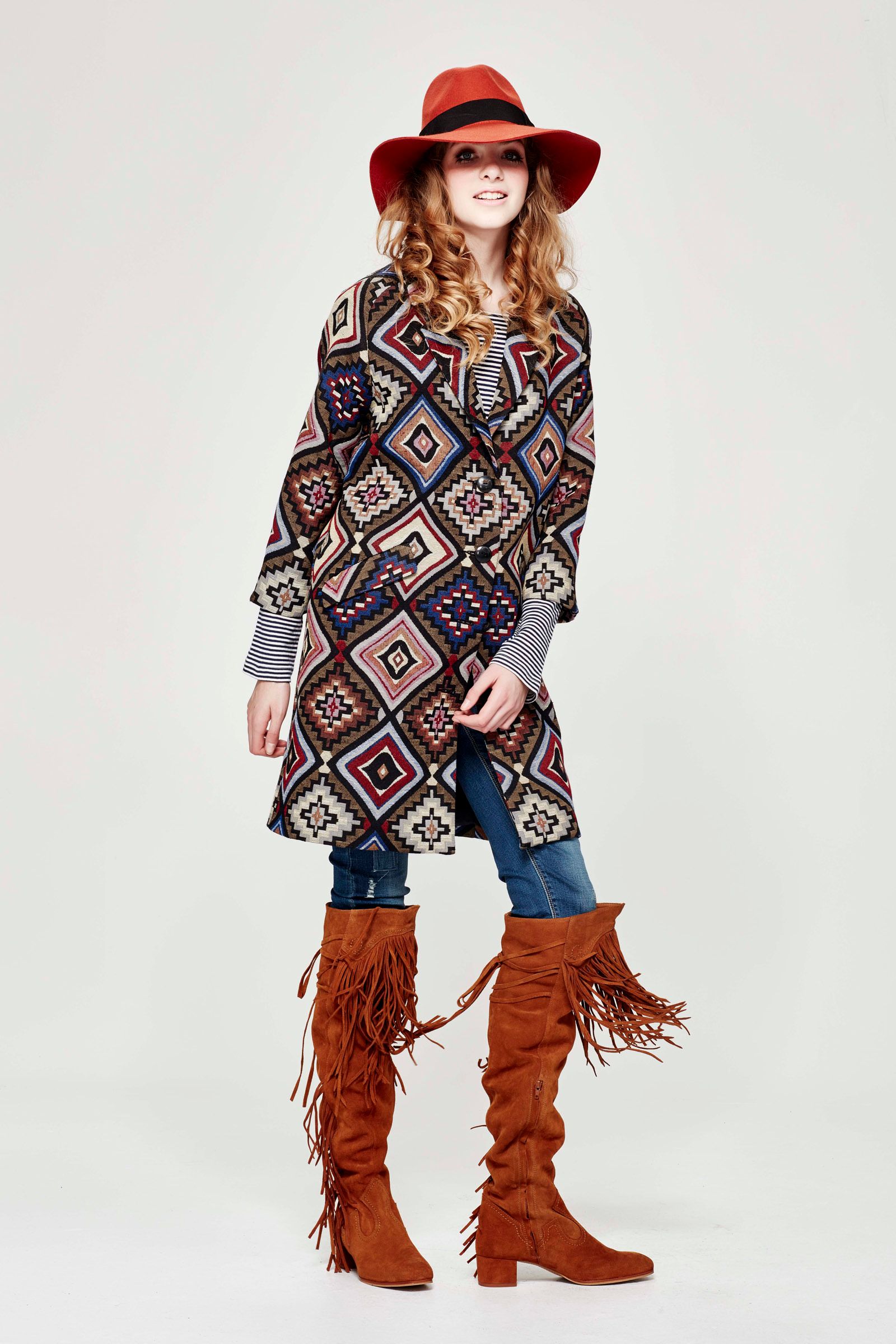 									TETRIS TEXTURE 'ROW ROW ROW YOUR COAT' COAT
								, 			I GOT STRIPES 'ZEBRA FRILL' TOP
								, 			DISTRESSED STAR 'JEANS BOND' PANT
			