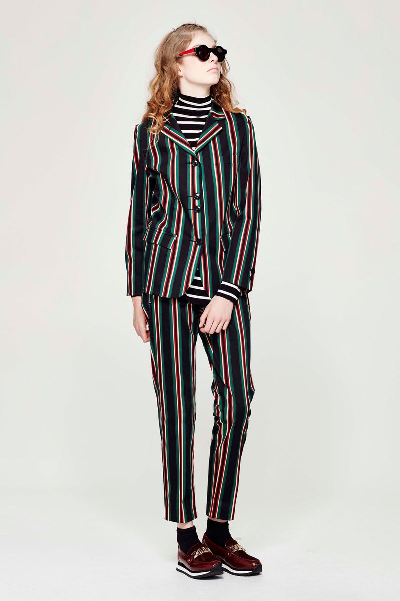 									TRAFFIC LIGHTS 'SUNSET STRIPE' JACKET
								, 			TRAFFIC LIGHTS 'THAT ZIP HAS SAILED' PANT
								, 			KNIT OF ARMOUR 'STRIPE ON STRIPE OFF' TOP
			