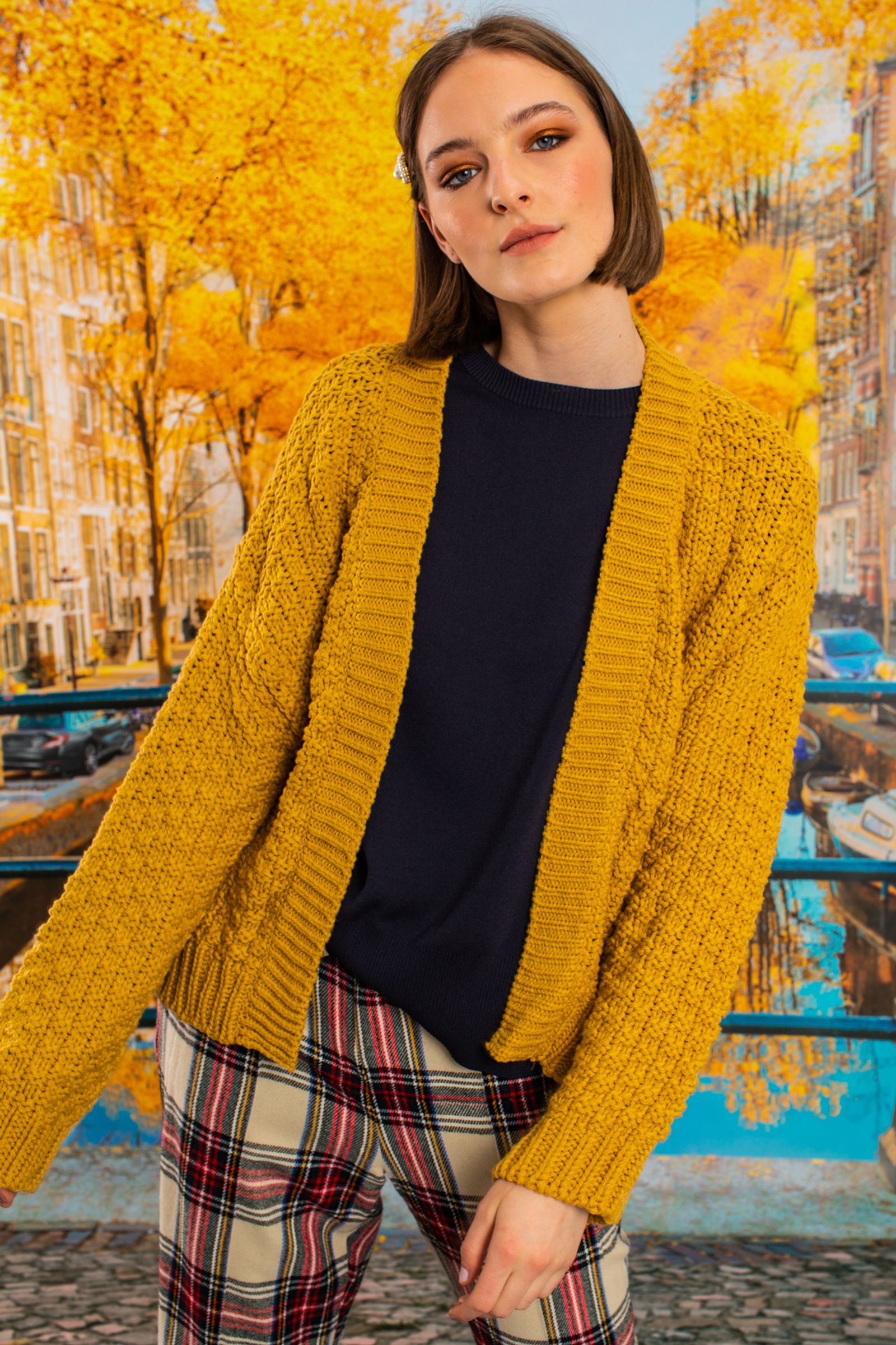 									SHE'S A KNIT GIRL CARDIGAN
								, 			ROOM FOR SQUARES TROUSERS
			