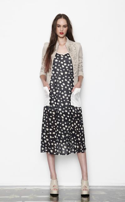 									Skipper 'Leather Report' jacket
								, 			Beauty Spot 'Ink Spot' dress
			