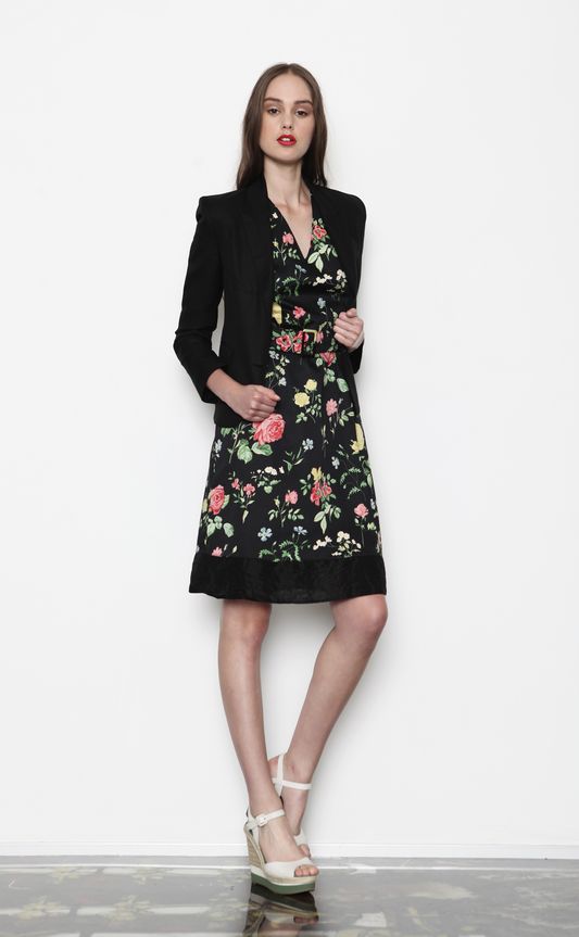 									Monaco 'Black To Basics' jacket
								, 			Gelato Rose 'Briar Rose' dress
			