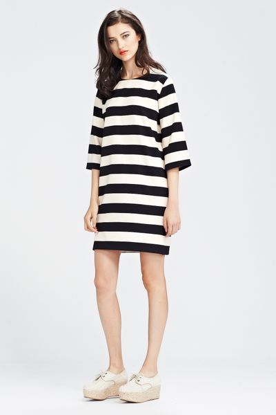 									IN A STRIPE LINE 'STRAIGHTEN UP' DRESS
			