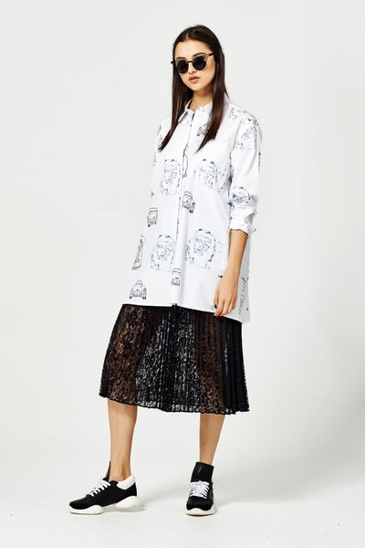 									WHITE LIES 'EL BARBARO' SHIRT
								, 			RIGHT LACE RIGHT TIME 'PLEATY PLEASE' SKIRT
			