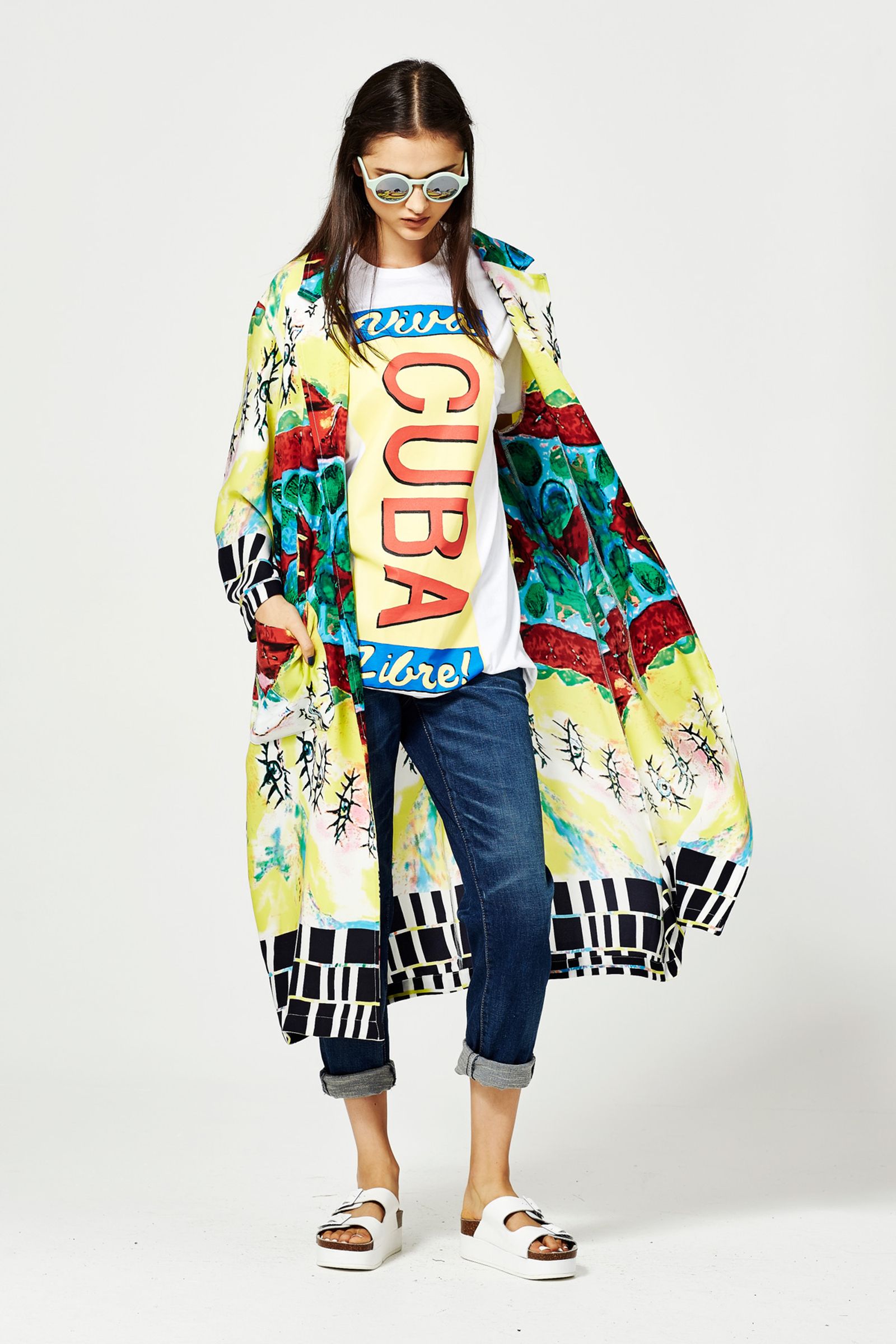 									AIN'T NO MOUNTAIN HIGH ENOUGH 'EYE IN THE SKY' COAT
								, 			BUSY AS A TEE 'CUBA LIBRE!' TSHIRT
								, 			KNOCKIN' ON DENIMS DOOR 'POCKET TO THE MOON' JEANS
			