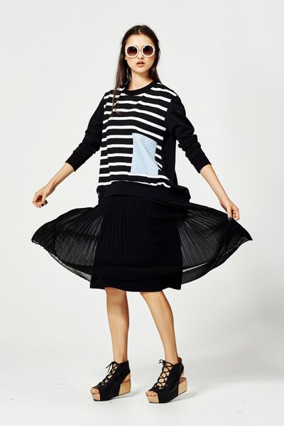 									ITS NOT ALWAYS BLACK OR STRIPE 'OPEN THE BACK' TOP
								, 			RIGHT LACE RIGHT TIME 'PLEATY PLEASE' SKIRT
			