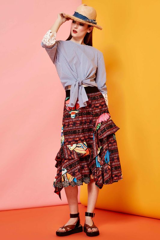 									Tied Lines Top
								, 			Can You Can Can-Cun Skirt
			