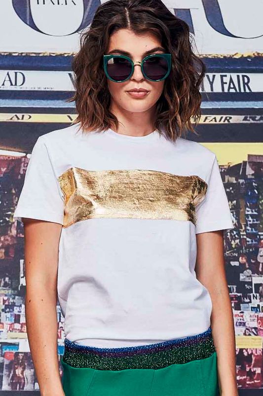 									SETTLE METAL T-SHIRT
								, 			EYE CANDY SUNGLASSES
								, 			DON'T RUFFLE MY LEG PANT
			