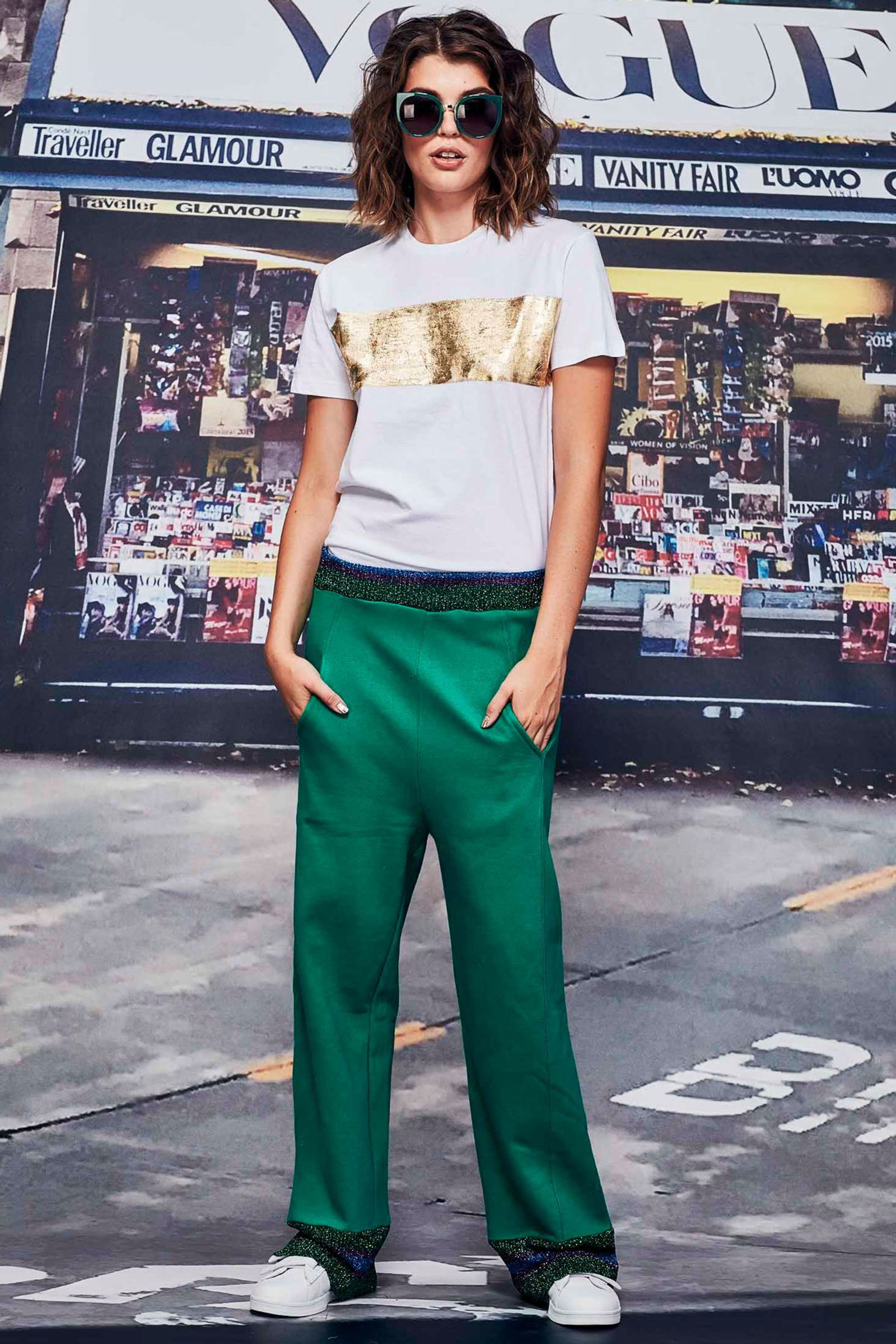 									DON'T RUSH MY LEG PANT
								, 			EYE CANDY SUNGLASSES
								, 			SETTLE METAL T-SHIRT
			