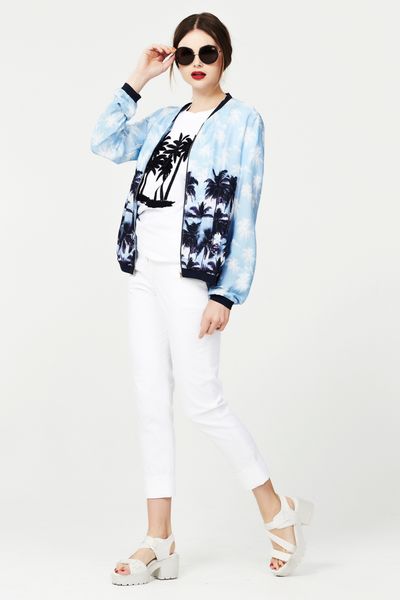 									BEACHED BLONDE 'THE TROPICAL DAUGHTER' JACKET
								, 			CLUSTER PALM 'LONG ISLAND ICED TEE' TOP
								, 			UP THE CUFF 'CUFF JUSTICE' PANTS
			