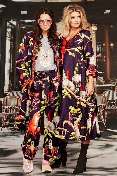 									RUMBLE IN THE JUNGLE DRESS
								, 			WILD FOR THE NIGHT COAT
								, 			BAD RABBIT T-SHIRT
								, 			TURN IT UP PANTS
			