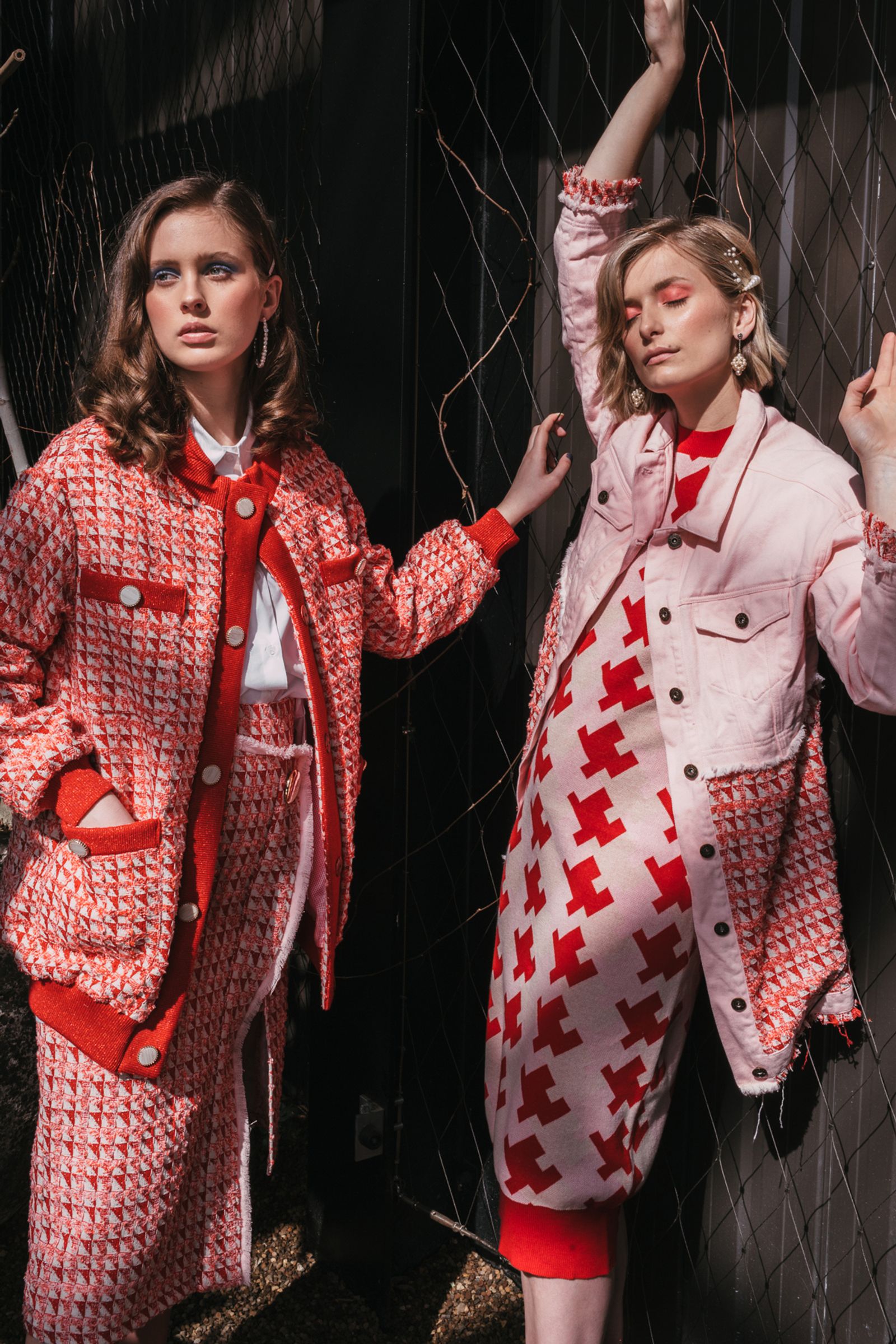 									NEED FOR TWEED BOMBER
								, 			SHANIA TWEED JACKET
								, 			KNIT HARRINGTON DRESS
			