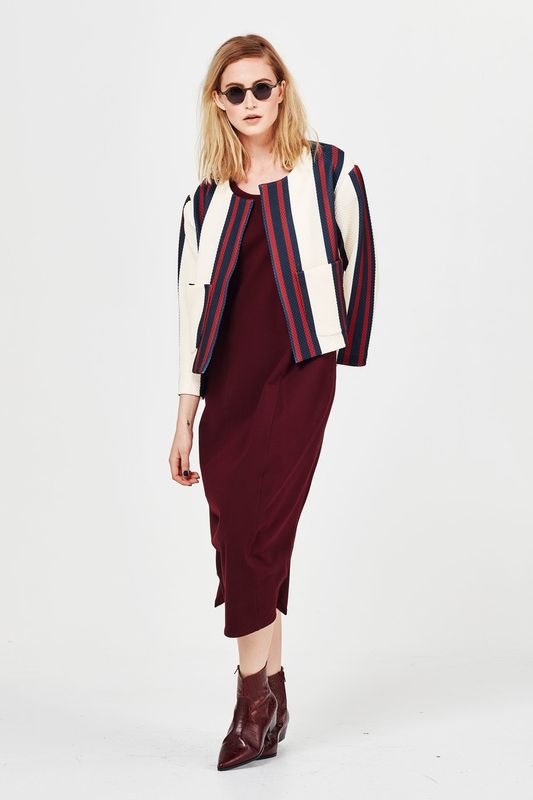 									CROSS THE LINE 'STRIPE FOR THE PICKING' JACKET
								, 			BERRY MOSS 'DRESS TO KILL' DRESS
			