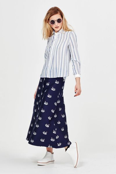 									MY STRIPE OF GIRL 'ITS BUISNESS TIME' SHIRT
								, 			SWAN SONG 'CROWN JEWELS' SKIRT
			