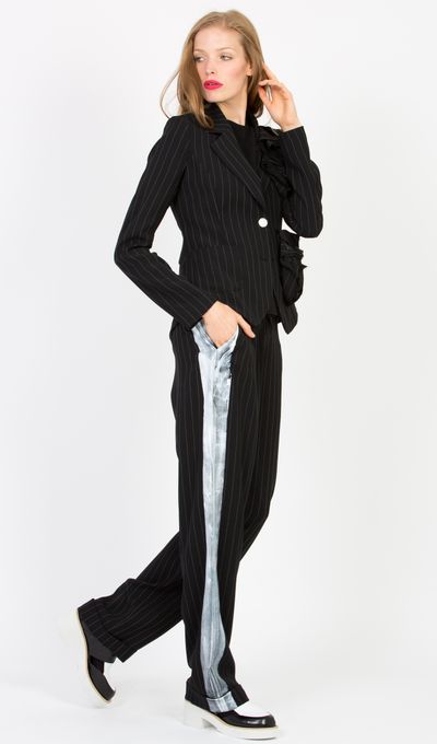 									NEVER PIN KISSED JACKET
								, 			BLACK WALK DOWN PANT
			