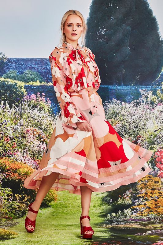 									ROSE AND RUFFLES BLOUSE
								, 			THE WAY YOU TWIRL SKIRT
			