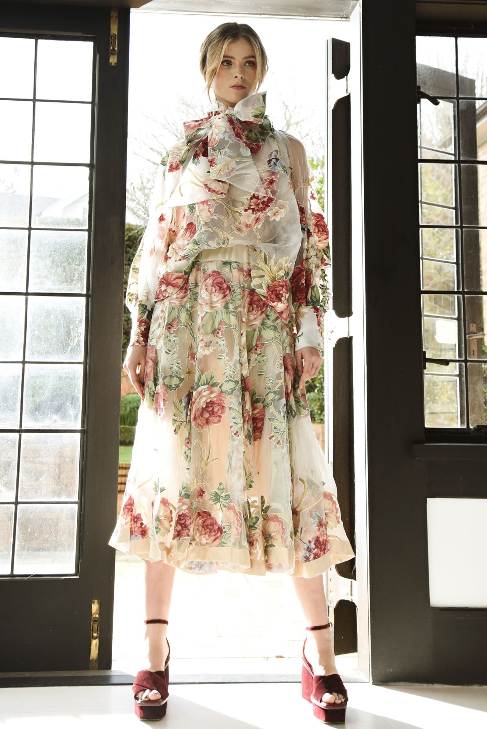 									ON A SHEER DAY TOP
								, 			FLARE PLAY SKIRT
			