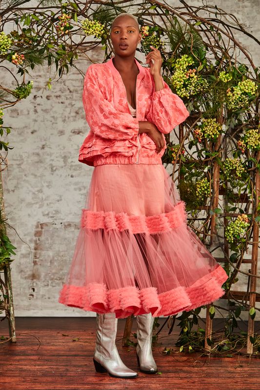 									THERE'S NO ROUCHE JACKET
								, 			LEAVE THEM IN TIERS SKIRT
			