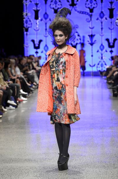 									POPPY FLOWER 'CLUB CLASSIC' COAT
								, 			WALLFLOWER 'HEIR APPARENT' DRESS
			