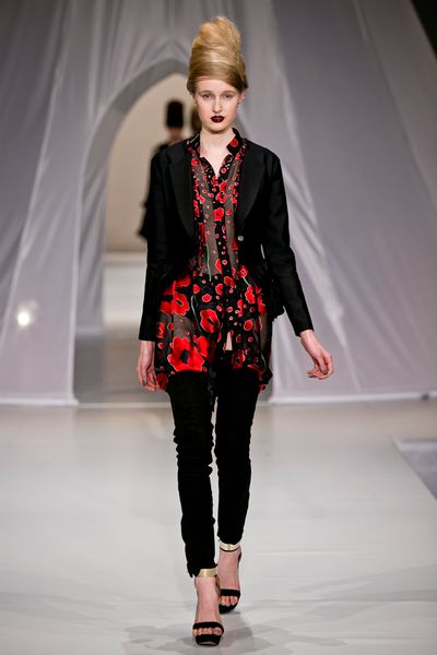 									Remembrance 'Poppy Goes The Weasel' top
								, 			Sculptural 'Raising Private Ryan' jacket
								, 			Chick Flick 'I Love Rock & Stroll' pants
			