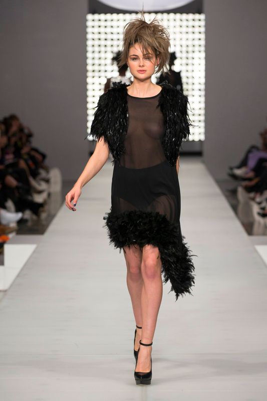 									CLIPPED WINGS 'NO FLOCKING IDEA' CAPE
								, 			BLACK SWAN 'NOM DE PLUMAGE' DRESS
			