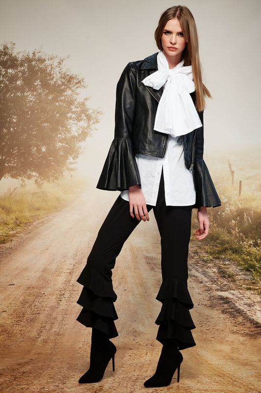 									LEATHER HEARTS JACKET
								, 			BOW ME AWAY TOP
								, 			LET'S GET FRILLY PANT
			