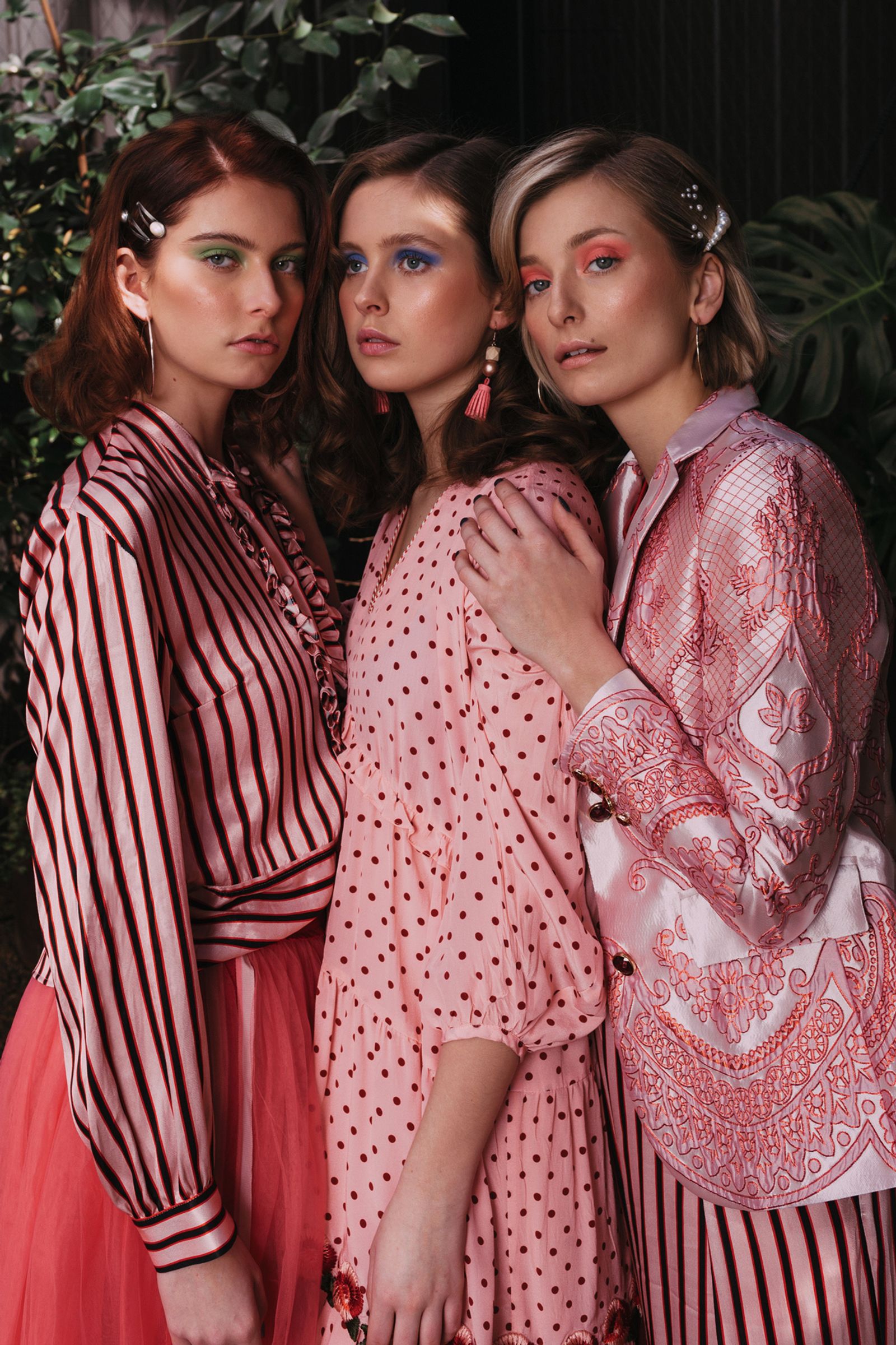 									RUFFLE & STRIPE SHIRT
								, 			THE NEXT TIER DRESS
								, 			TRES BIEN JACKET
			