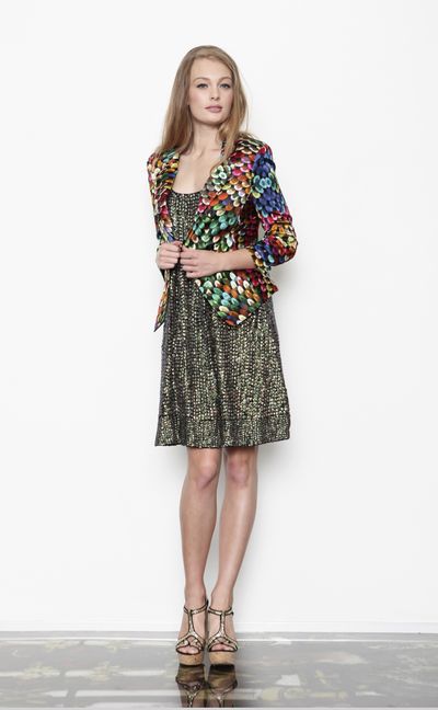 									Geo Thermal 'Test Pattern' jacket
								, 			Copacabana 'Catatonic' dress
			