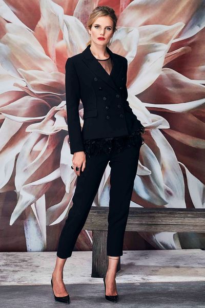 									NO BREAST FOR THE WICKED JACKET
								, 			RUFFLE TUMBLE TOP
								, 			STRUT ABOUT TOWN PANT
			