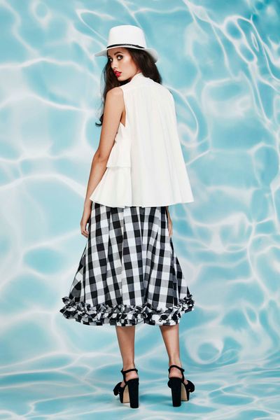 									FRILLY-NILLY TOP
								, 			HOT OFF THE CHECKS SKIRT
			